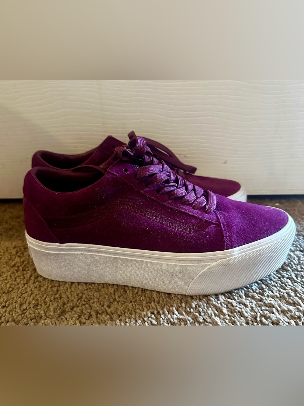 Vans Platform Suede Sneakers - Purple and White